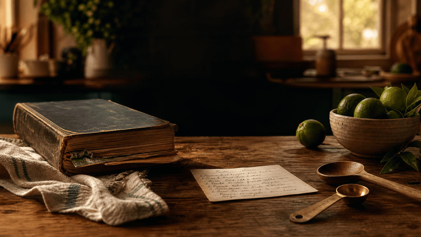 The Other People's Recipes kitchen table